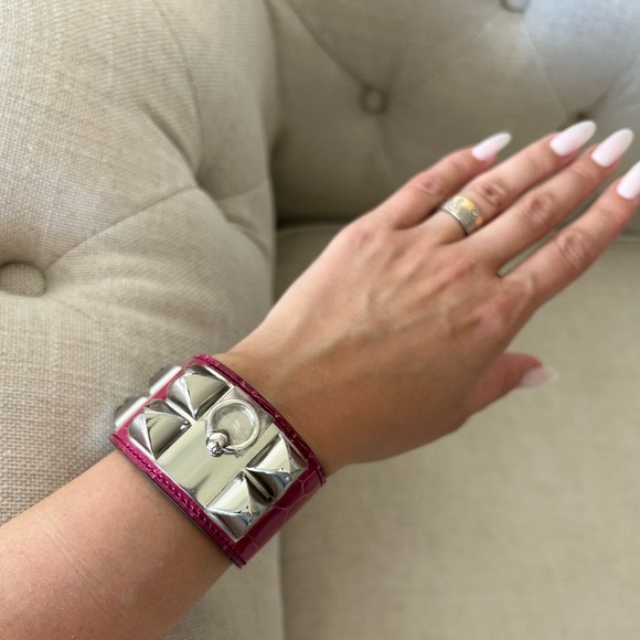 HERMES COLLIER DE CHIEN CROCODILE BRACELET NEW! - Picture 5 of 17